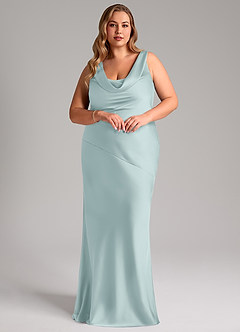 Azazie Rylina Brautjungfernkleider Meerjungfrau-Linie Stretch-Satin Kleid Nebel image9