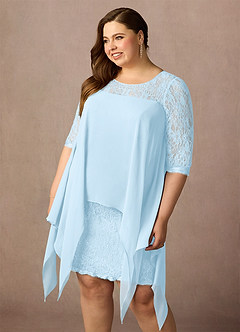 Azazie Flo Mother of the Bride Dresses Sky Blue A-Line Lace Chiffon Dress image11