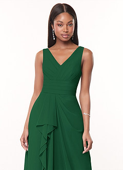 Azazie Julianna Bridesmaid Dresses Dark Green A-Line Chiffon Dress image5