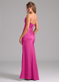 Azazie Lucille Jurken voor bruidsmeisjes Converteerbaar Jurk van Stretch Satijn met Zeemeermin Strapless Fuchsia image4