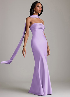 Azazie Saylor Brudtärnklänningar Klä av Sjöjungfru i Stretch Satin Axelbandslös Lila image10