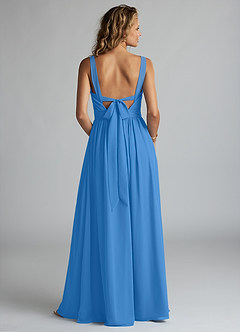 Azazie Aziza Bridesmaid Dresses Blue Jay A-Line V-Neck Pleated Chiffon Dress image4