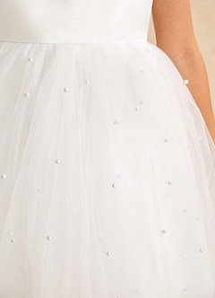 Azazie Esme Flower Girl Dresses Ivory Ball-Gown Bow Tulle Dress image9