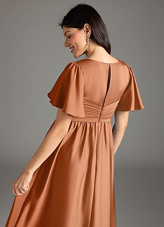Azazie Verna Abiti da damigella d'onore premaman Abito A-Line Increspato Raso Elasticizzato Floor-Length image8