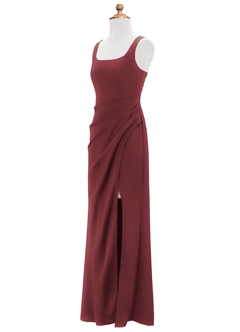 Azazie Mero Junior Merlot Mermaid Pleated Stretch Satin Dress image7