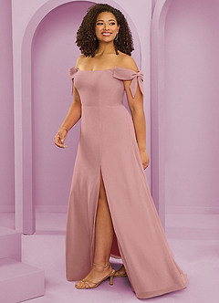 Barbie ♥ Azazie Brautjungfernkleider Wandelbar A-Linie Schulterfrei Chiffon Kleid Altrosa image13