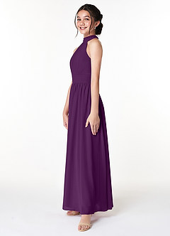 Azazie Iman Junior Grape A-Line Pleated Chiffon Dress image5