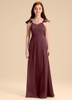 Azazie Everett Junior Vestido de Sangrado de Satén Elástico de Corte en A con Lazo image6