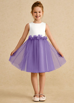 Azazie Louisa Flower Girl Dresses Ivory Tahiti A-Line Sleeveless Tulle Dress image1