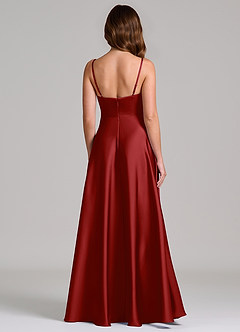 Azazie Amani Brautjungfernkleider A-Linie Plissee Stretch-Satin Kleid Granatapfelrot image5