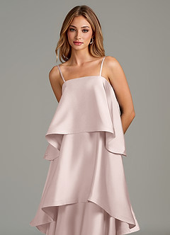 Azazie Azalea Bridesmaid Dresses Blushing Pink A-Line Ruched Stretch Satin Dress image2