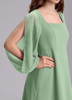 Azazie Bondi Junior Abito A-Line in Chiffon Blusa Matcha image8