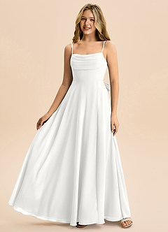 Azazie Bear Junior A-linja Pliseerattu Sifonki Lattian pituus Nuorempi morsiusneito Pukeutua image4