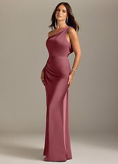 Azazie Madelyn Bridesmaid Dresses Desert Rose Mermaid Off the Shoulder Stretch Satin Convertible Dress image3