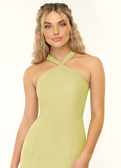 Azazie Rue Brautjungfernkleider A-Linie Halter Chiffon Kleid Zitronensorbet image6