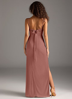 Azazie Mai Robes de demoiselle d'honneur Robe Fourreau en Maille Plissée Rose De Cèdre image5