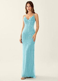 Magnolia Sky Blue Mermaid Sequined embroidery Prom Dress image4