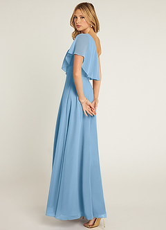 Azazie Lizzy Brautjungfernkleider A-Linie One-Shoulder Chiffon Kleid Stahlblau image6
