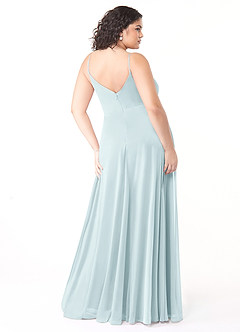 Azazie Evalin Bridesmaid Dresses Mist A-Line V-Neck Pleated Mesh Dress image8