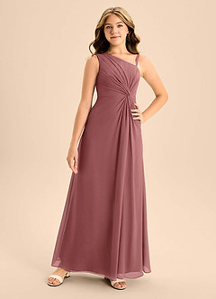 Azazie Brooke Junior Amethyst A-Line Side Slit Chiffon Dress image4