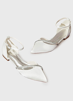front Satin Crystal Strap Flats