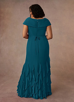 Azazie Bailora Kleider für die Brautmutter Meerjungfrau-Linie Gestreift Chiffon Kleid Tintenblau image8