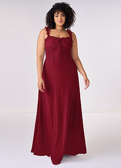 Barbie ♥ Azazie Bridesmaid Dresses Burgundy A-Line Sweetheart Neckline Chiffon Dress image6