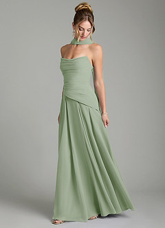 Azazie Gabriela Bridesmaid Dresses Dusty Sage A-Line Corset Chiffon Dress image4