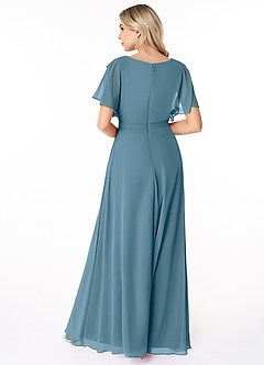 Azazie Aaliyah vestidos de dama de honor modestos Vestido de Corte En A Plisado Scoop Hasta el suelo Gasa image2