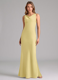 Azazie Allettie Bridesmaid Dresses Lemon Sorbet Mermaid Stretch Satin Dress image6