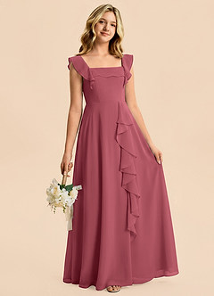 Azazie Nori Junior A-Linie Gestreift Chiffon Kleid Merlot image3