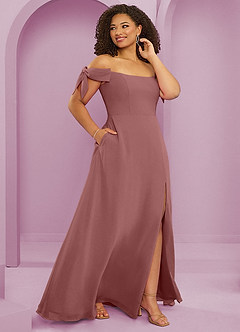 Barbie ♥ Azazie Vestidos de damas de honor Vestido de Rosa Del Desierto de Gasa de Corte en A Convertible con Vestidos sin tirantes image6