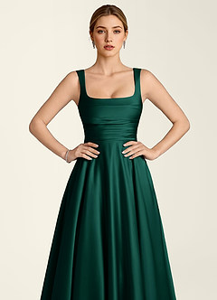 Margot Cazador Verde Vestido de corte A con corsé de satén image5