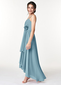 Azazie Catalina Junior Moody Blue A-Line Ruched Chiffon Dress image5