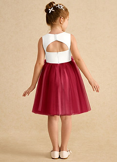 Azazie Louisa Flower Girl Dresses Ivory Scarlet A-Line Sleeveless Tulle Dress image2