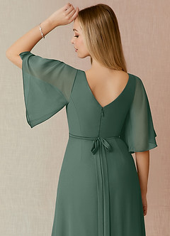 Azazie Cierra Bridesmaid Dresses Sea Moss A-Line V-Neck Chiffon Dress image8