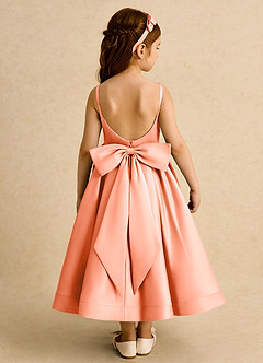 Azazie Babs Flower Girl Dresses Sunset Ball-Gown Pleated Matte Satin Dress image6