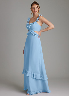 Azazie Malaya Bridesmaid Dresses Powder Blue A-Line Corset Chiffon Dress image5