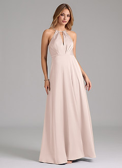 Azazie Evalleen Bridesmaid Dresses Blushing Pink A-Line Pleated Stretch Satin Dress image3