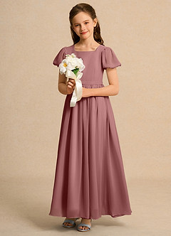 Azazie Joss Flower Girl Dresses Desert Rose A-Line with Sleeves Chiffon Dress image12