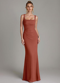 Azazie Agustina Bridesmaid Dresses Auburn Mermaid Corset Chiffon Dress image5