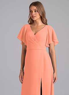 Azazie Ambrosia Bridesmaid Dresses Sunset A-Line Pleated Chiffon Dress image7