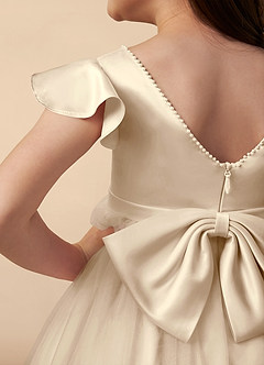 Azazie Aster Final Sale Dusty Rose A-Line with Sleeves Tulle Dress image5