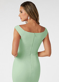 Azazie Nicolina Bridesmaid Dresses Dusty Sage Mermaid Square Neckline Stretch Crepe Dress image4