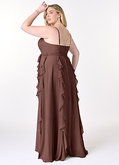 Azazie Peyton Bridesmaid Dresses Espresso A-Line Ruched Chiffon Dress image10