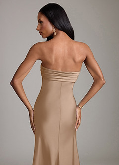 Azazie Saylor Brudtärnklänningar Klä av Sjöjungfru i Stretch Satin Axelbandslös Taupe image6