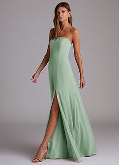 Azazie Wren Bridesmaid Dresses Agave A-Line Side Slit Chiffon Convertible Dress image4