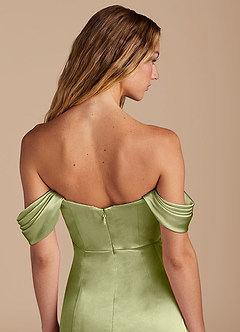 Azazie Amyra Bridesmaid Dresses Pistachio Mermaid Sweetheart Neckline Metallic Satin Convertible Dress image3