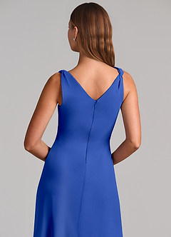 Azazie Nerine Brudtärnklänningar Klä av A-Linje i Chiffong Plisserad Kungsblå image7