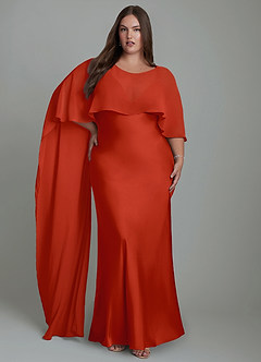 Azazie Stefania Bridesmaid Dresses Rust A-Line Stretch Satin Dress image9